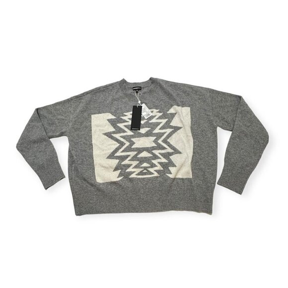 Minnie Rose Cashmere Ski Out West Crew Sweater, Size L, Gray, New with tag - Picture 4 of 16